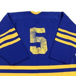 Vintage 80’s Maska Blue And Yellow Hockey Jersey